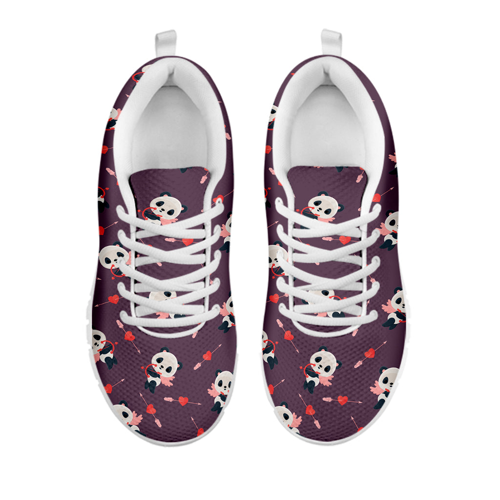 Cute Panda Cupid Valentine Pattern Print White Sneakers