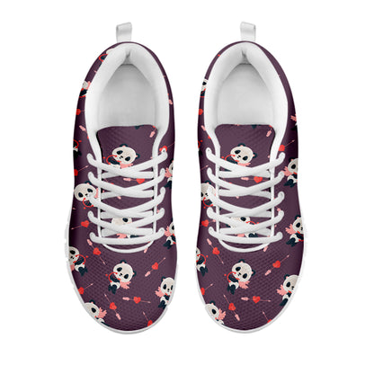Cute Panda Cupid Valentine Pattern Print White Sneakers