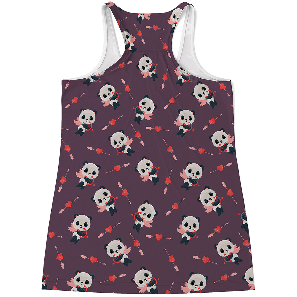 Cute Panda Cupid Valentine Pattern Print Women's Racerback Tank Top