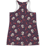 Cute Panda Cupid Valentine Pattern Print Women's Racerback Tank Top