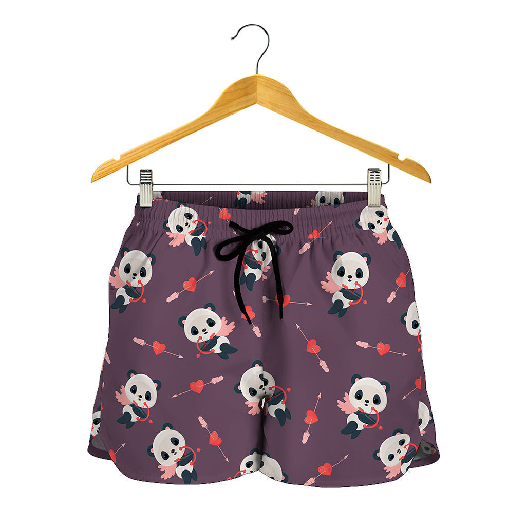 Cute Panda Cupid Valentine Pattern Print Women's Shorts