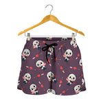 Cute Panda Cupid Valentine Pattern Print Women's Shorts