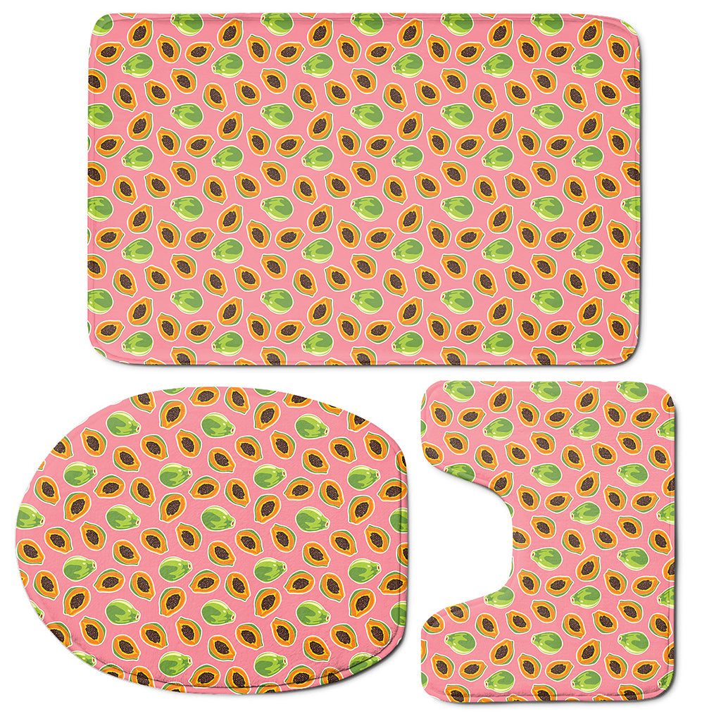Cute Papaya Pattern Print 3 Piece Bath Mat Set