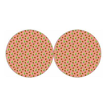 Cute Papaya Pattern Print Car Coasters