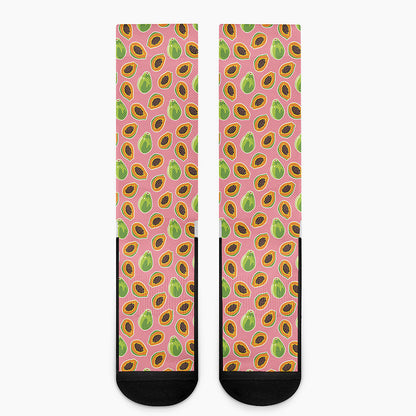 Cute Papaya Pattern Print Crew Socks