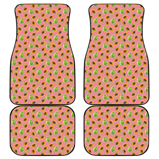 Cute Papaya Pattern Print Front and Back Car Floor Mats