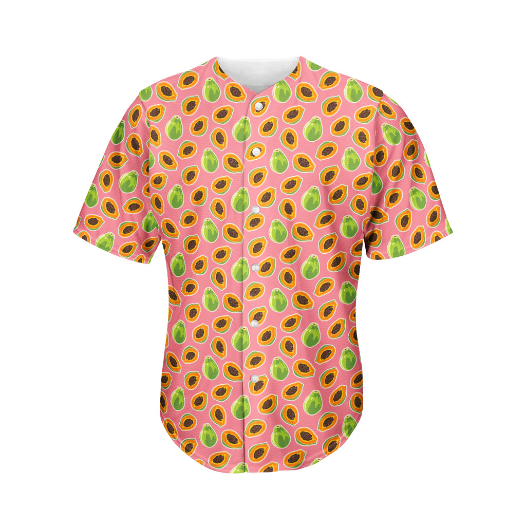 Cute Papaya Pattern Print Men's Baseball Jersey