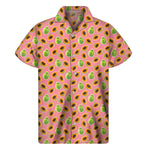 Cute Papaya Pattern Print Men's Short Sleeve Shirt