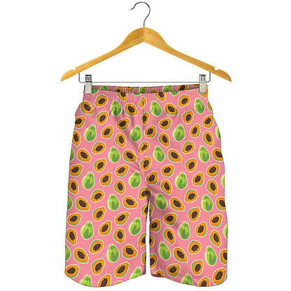 Cute Papaya Pattern Print Men's Shorts