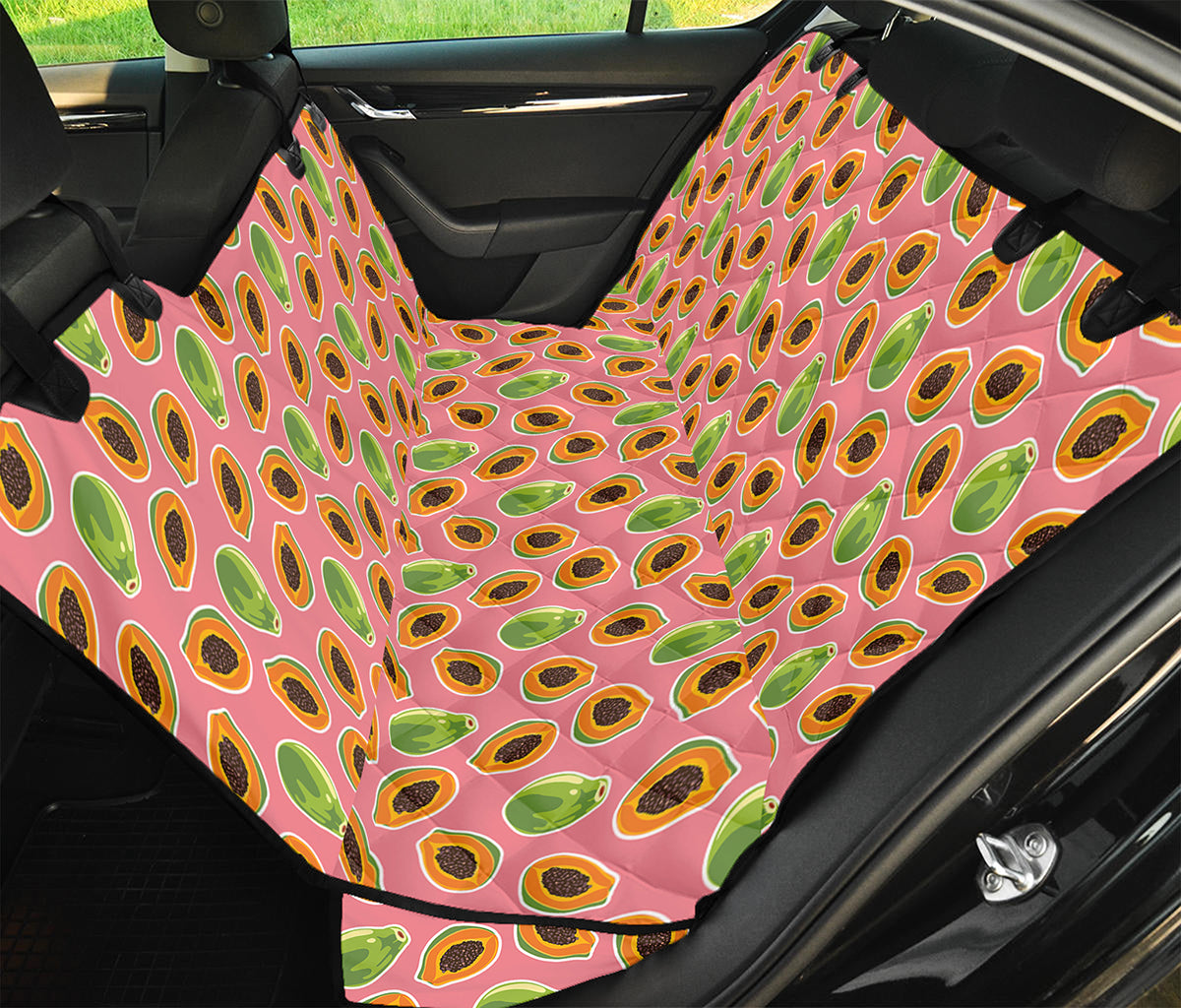 Cute Papaya Pattern Print Pet Car Back Seat Cover