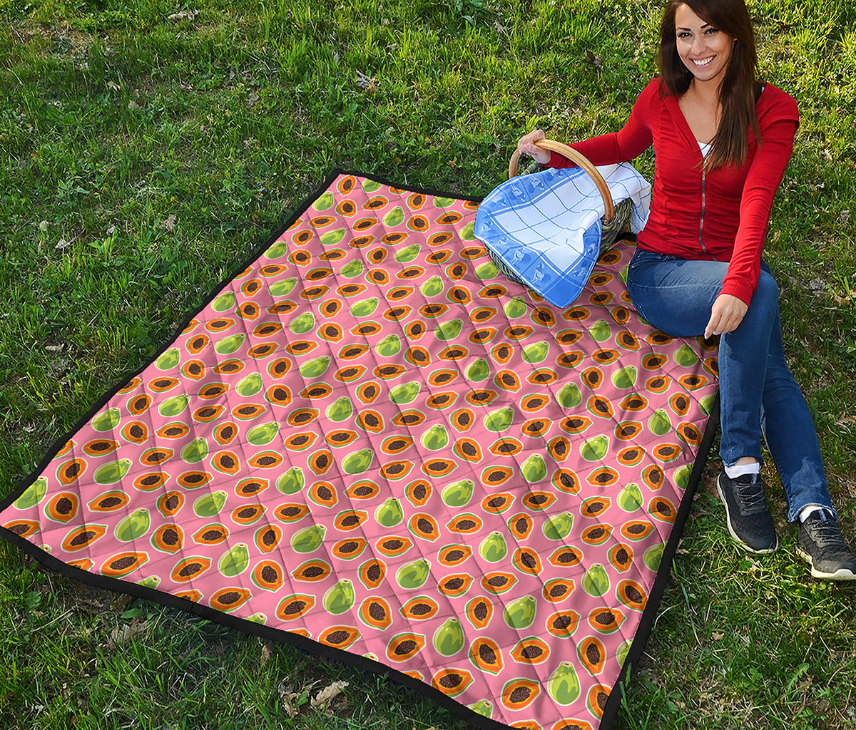 Cute Papaya Pattern Print Quilt