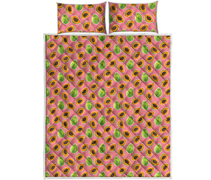 Cute Papaya Pattern Print Quilt Bed Set