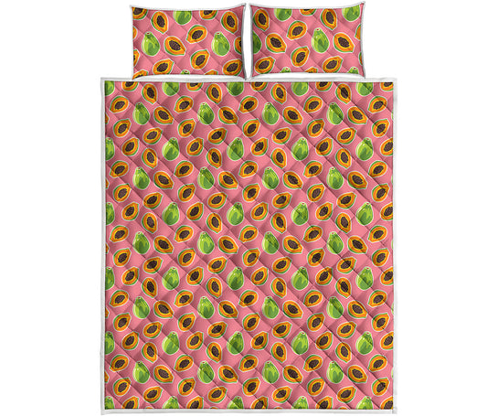 Cute Papaya Pattern Print Quilt Bed Set