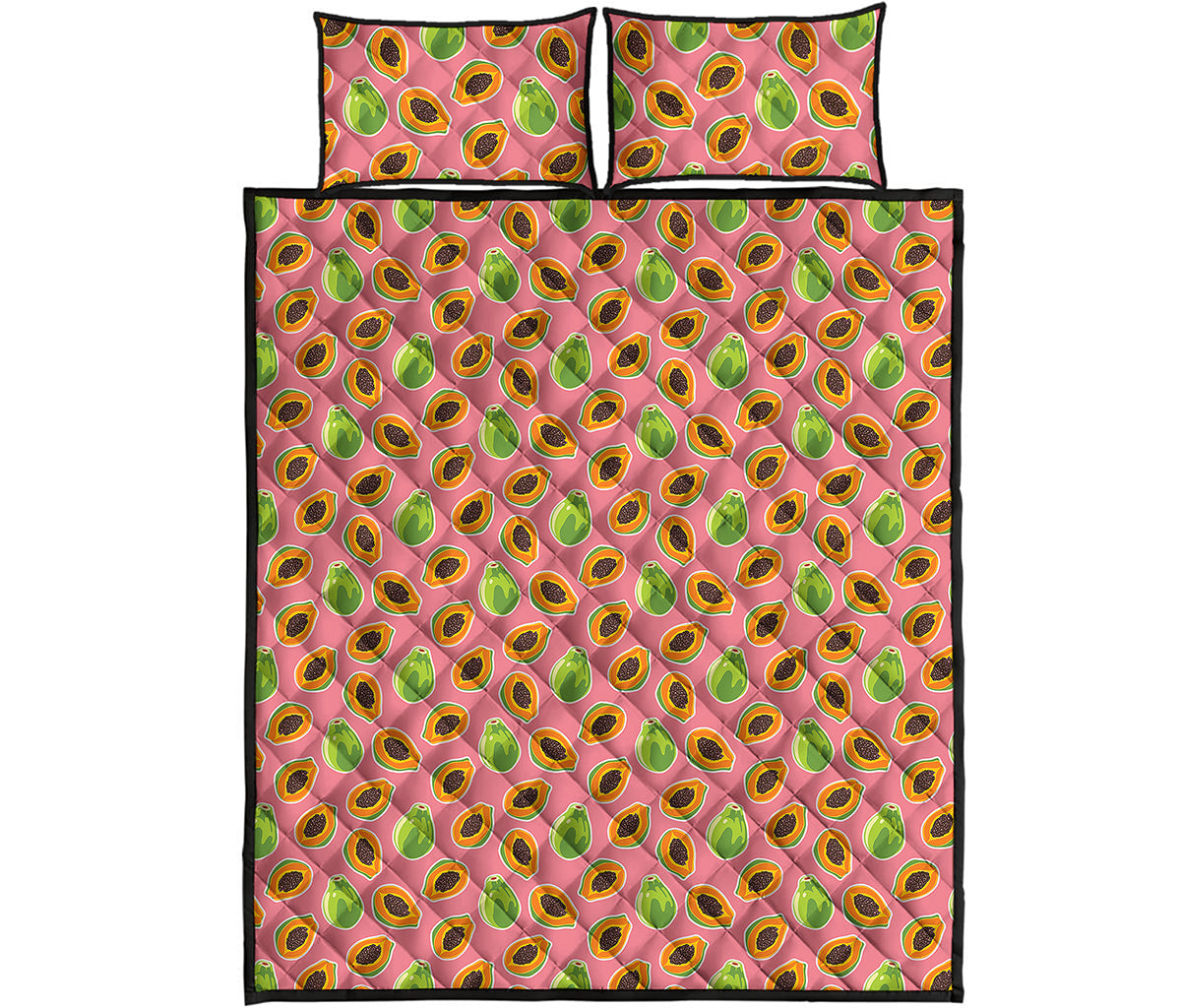 Cute Papaya Pattern Print Quilt Bed Set