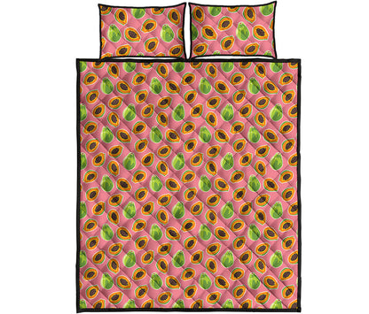 Cute Papaya Pattern Print Quilt Bed Set
