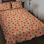 Cute Papaya Pattern Print Quilt Bed Set