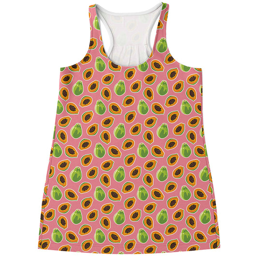 Cute Papaya Pattern Print Women's Racerback Tank Top