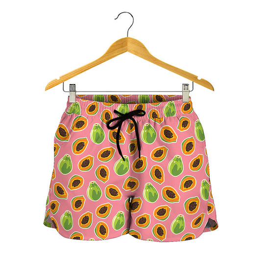 Cute Papaya Pattern Print Women's Shorts