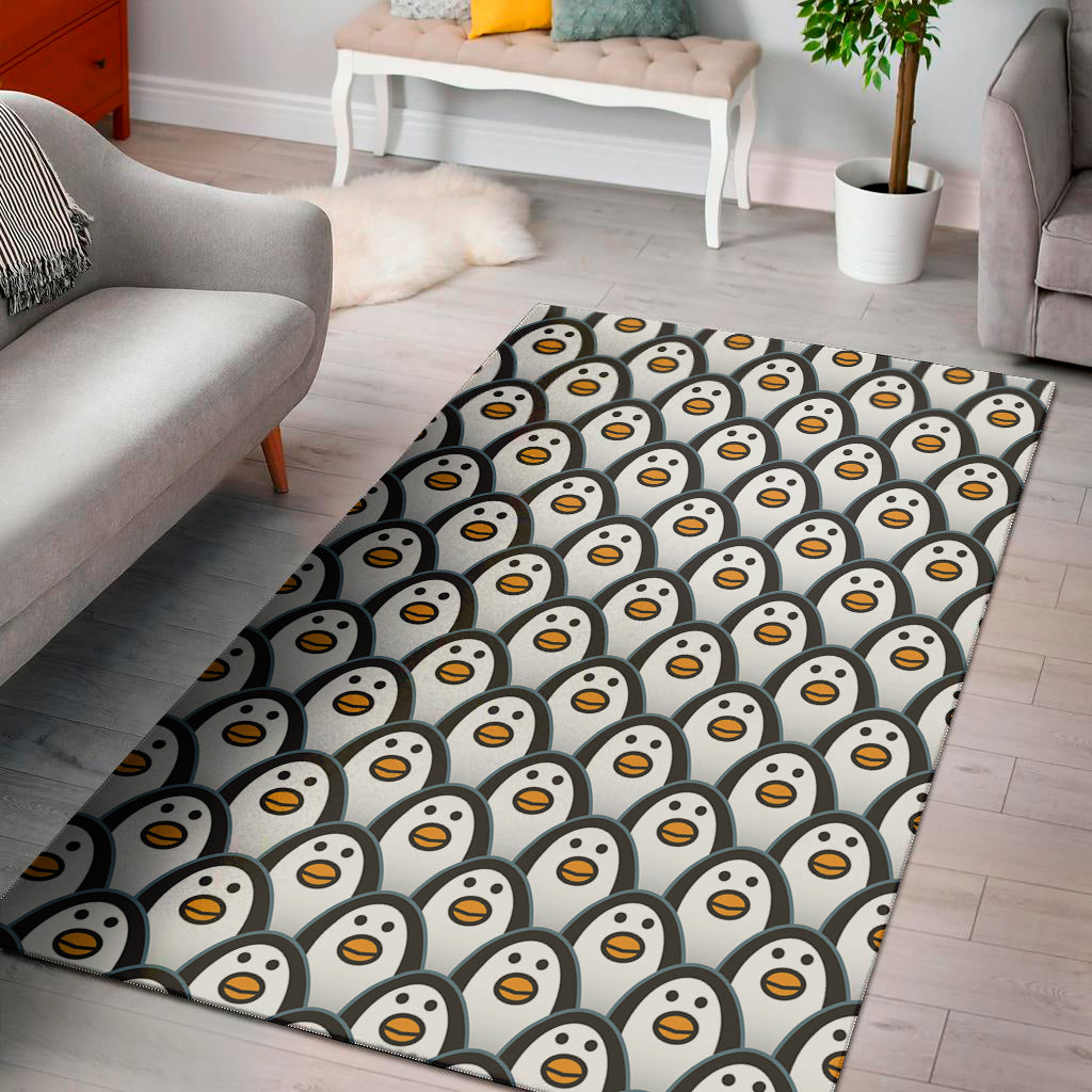 Cute Penguin Face Pattern Print Area Rug