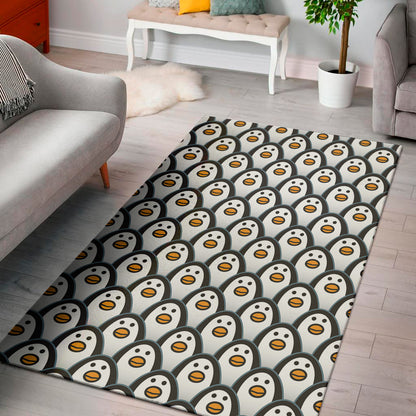 Cute Penguin Face Pattern Print Area Rug