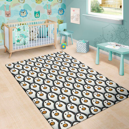 Cute Penguin Face Pattern Print Area Rug