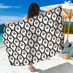Cute Penguin Face Pattern Print Beach Sarong Wrap