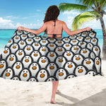 Cute Penguin Face Pattern Print Beach Sarong Wrap