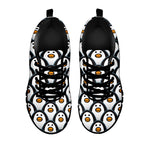 Cute Penguin Face Pattern Print Black Sneakers