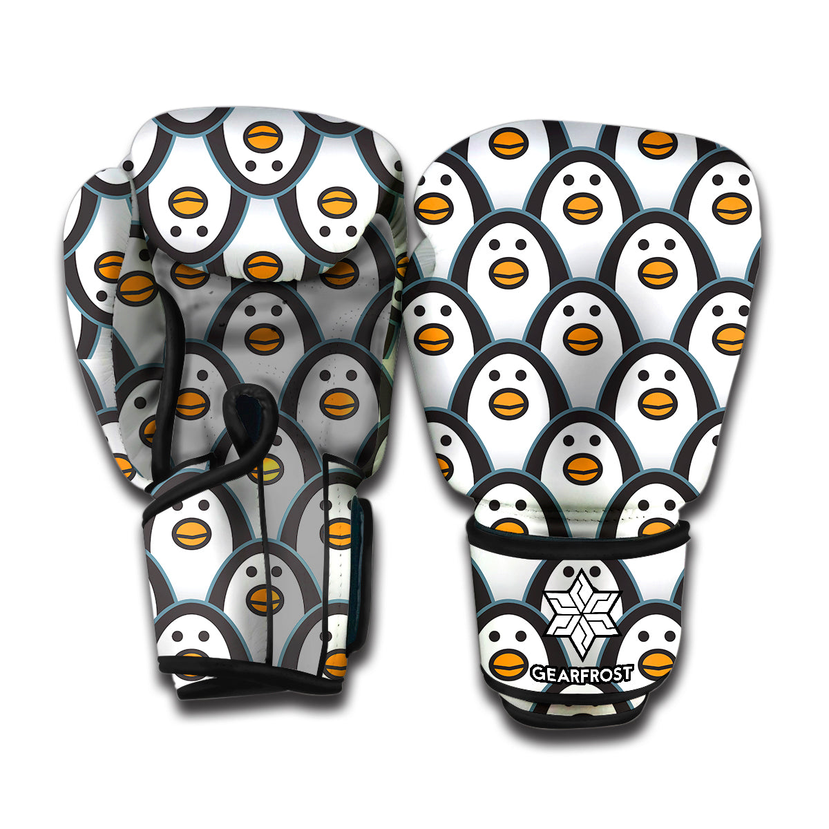 Cute Penguin Face Pattern Print Boxing Gloves