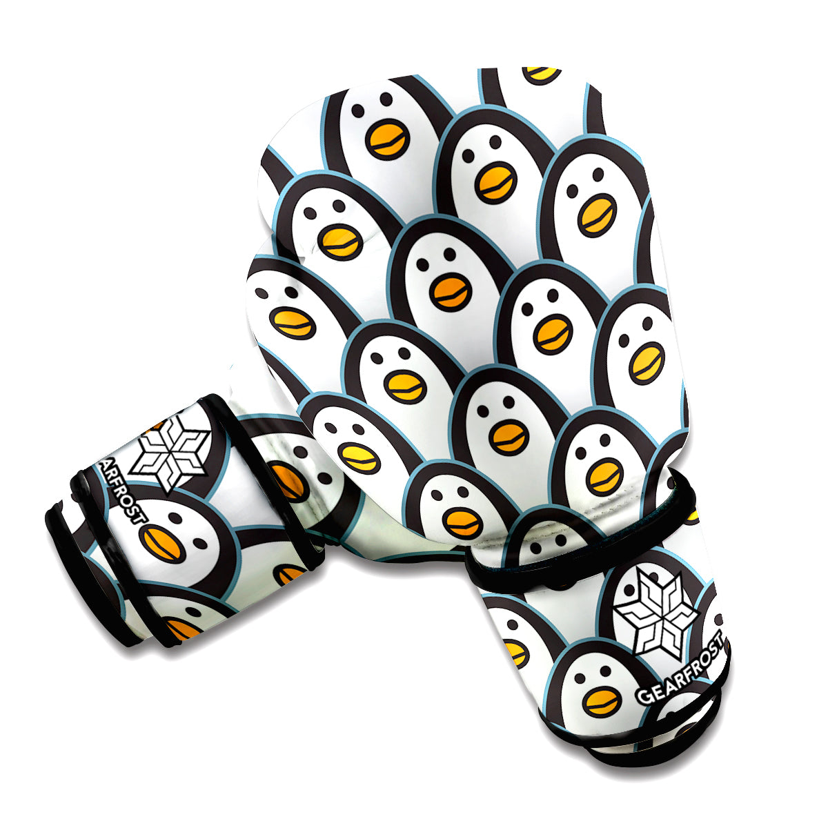 Cute Penguin Face Pattern Print Boxing Gloves