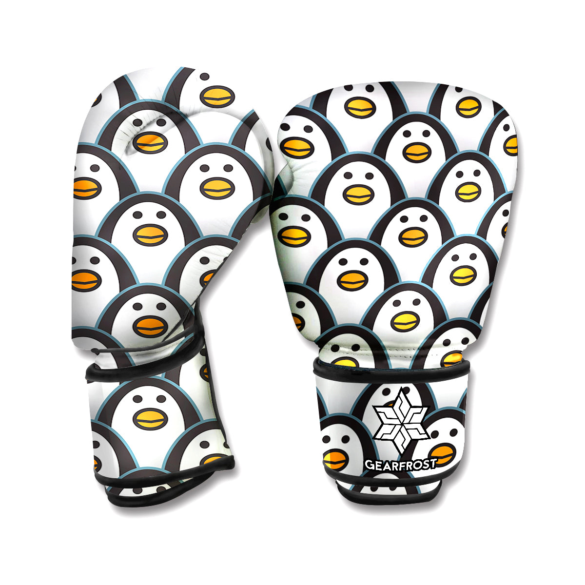 Cute Penguin Face Pattern Print Boxing Gloves