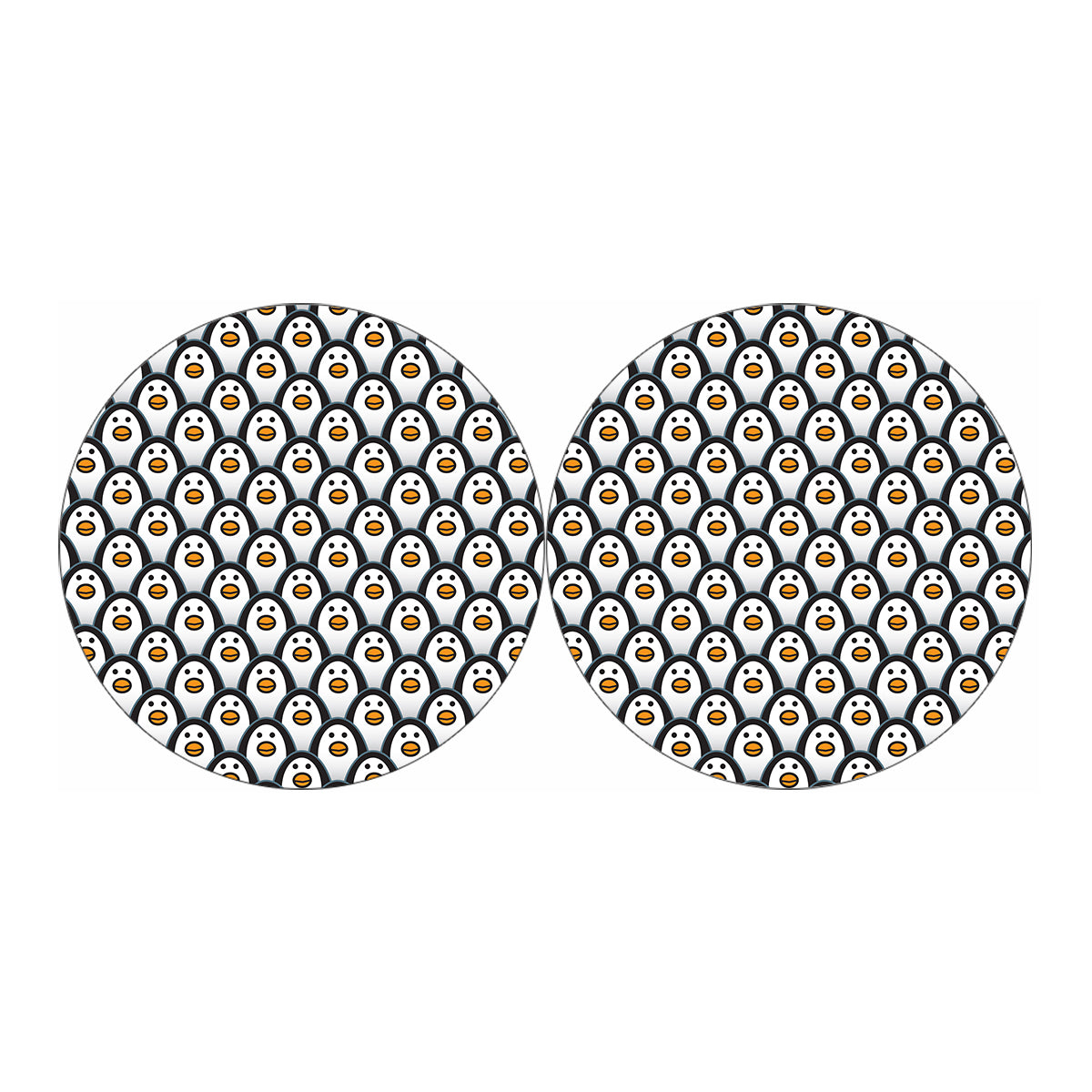 Cute Penguin Face Pattern Print Car Coasters