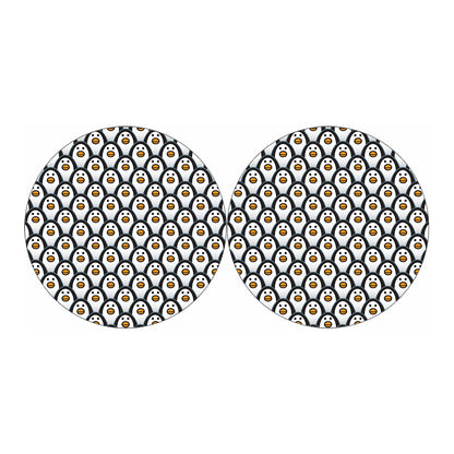 Cute Penguin Face Pattern Print Car Coasters