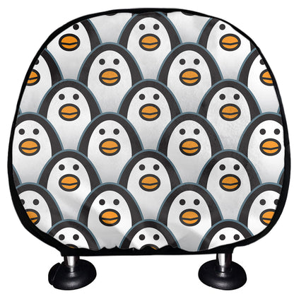 Cute Penguin Face Pattern Print Car Headrest Covers