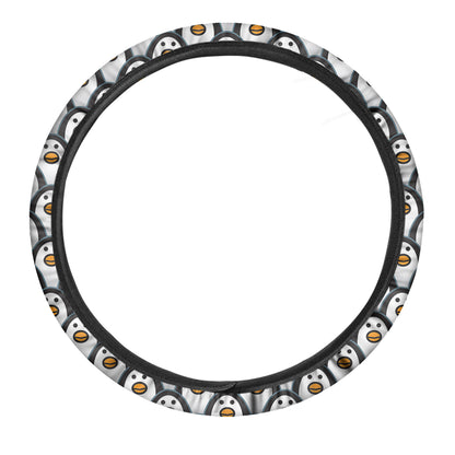 Cute Penguin Face Pattern Print Car Steering Wheel Cover