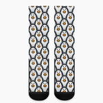Cute Penguin Face Pattern Print Crew Socks
