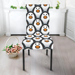 Cute Penguin Face Pattern Print Dining Chair Slipcover
