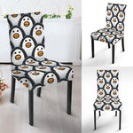 Cute Penguin Face Pattern Print Dining Chair Slipcover
