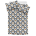 Cute Penguin Face Pattern Print Duvet Cover Bedding Set