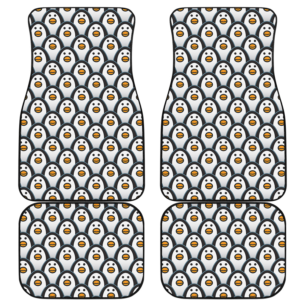 Cute Penguin Face Pattern Print Front and Back Car Floor Mats