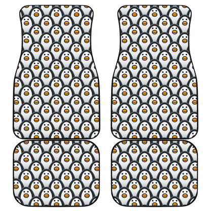 Cute Penguin Face Pattern Print Front and Back Car Floor Mats