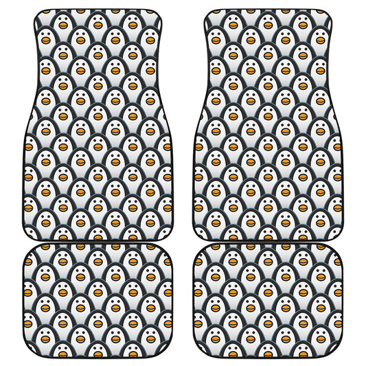 Cute Penguin Face Pattern Print Front and Back Car Floor Mats