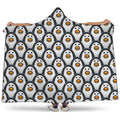 Cute Penguin Face Pattern Print Hooded Blanket