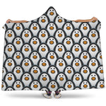 Cute Penguin Face Pattern Print Hooded Blanket