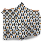 Cute Penguin Face Pattern Print Hooded Blanket