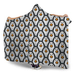Cute Penguin Face Pattern Print Hooded Blanket