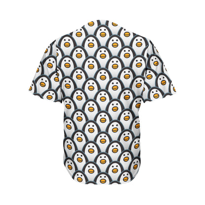 Cute Penguin Face Pattern Print Men's Baseball Jersey