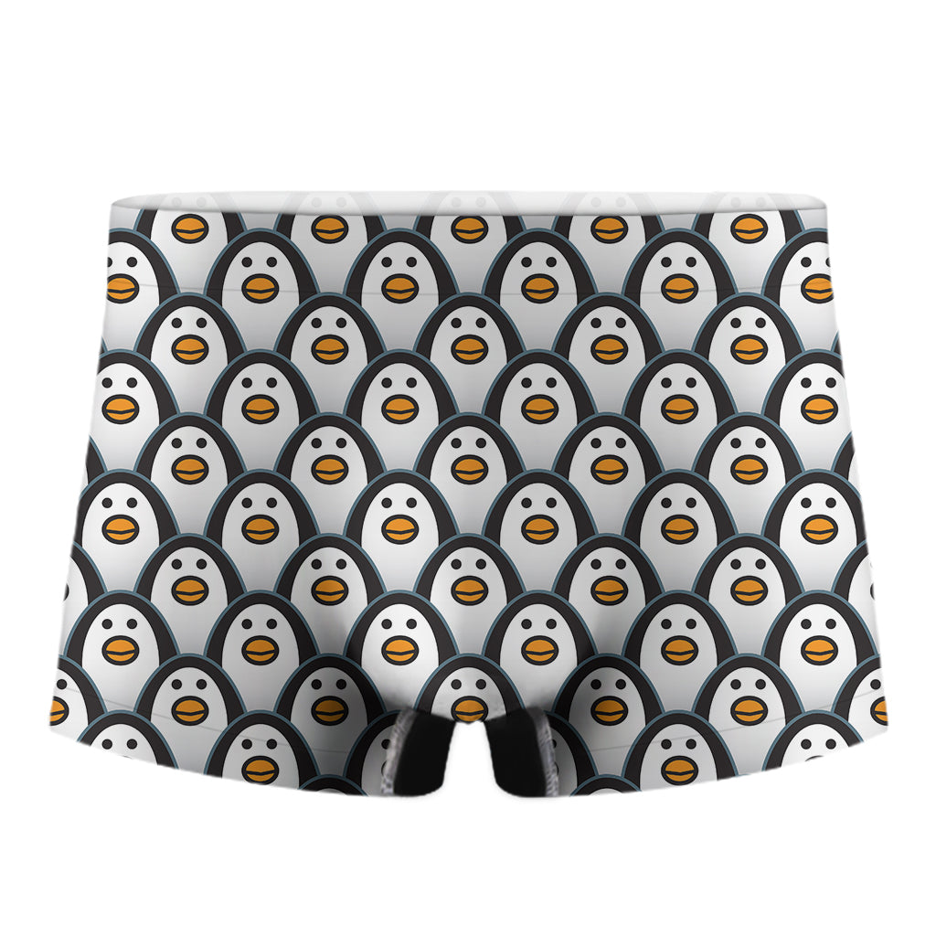 Cute Penguin Face Pattern Print Men's Boxer Briefs
