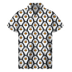 Cute Penguin Face Pattern Print Men's Short Sleeve Shirt