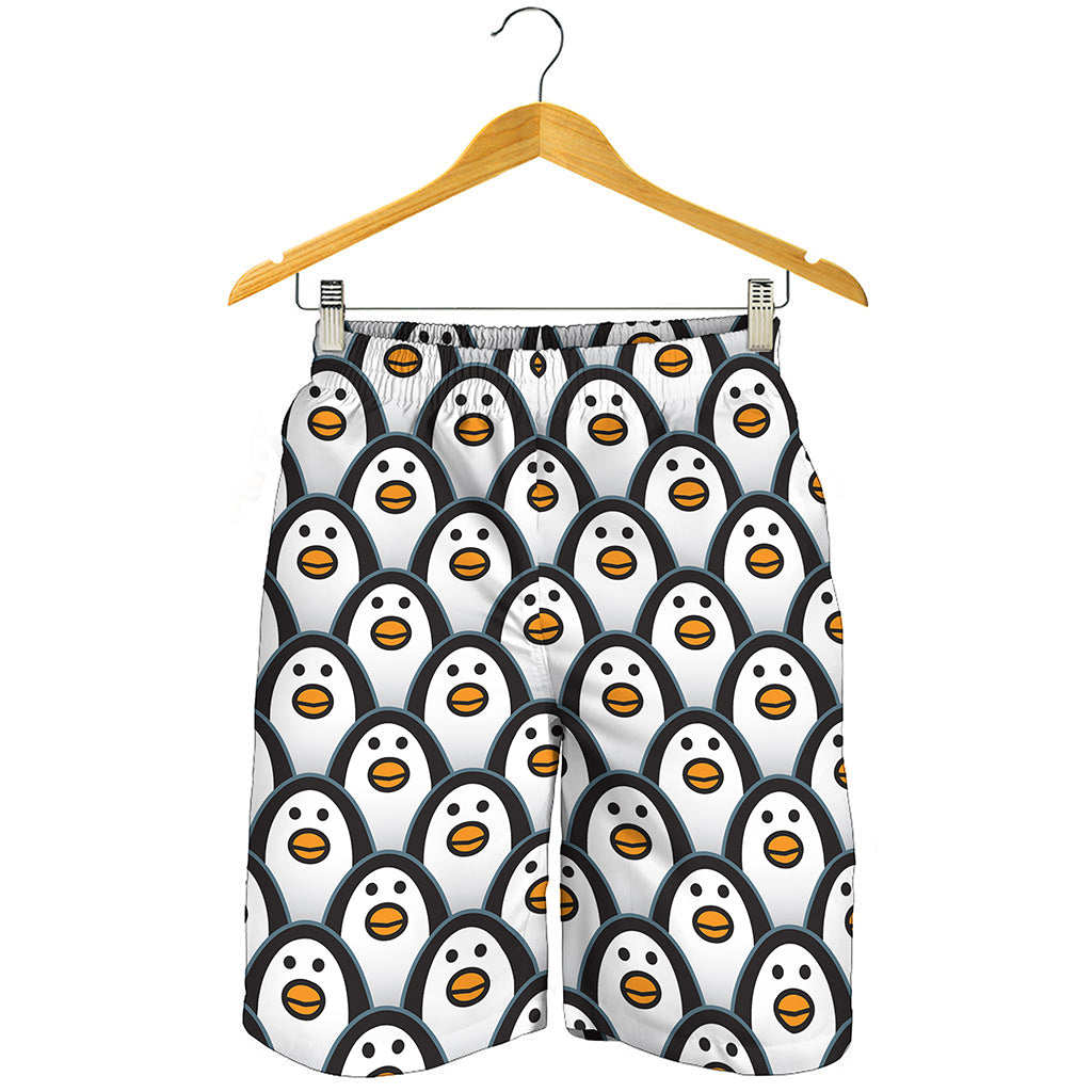Cute Penguin Face Pattern Print Men's Shorts